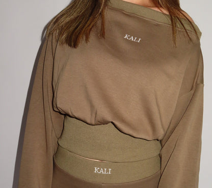 Like A Cloud Off The Shoulder Jumper - Khaki