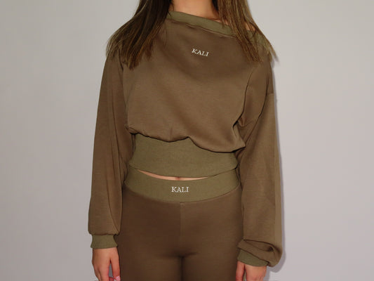Like A Cloud Off The Shoulder Jumper - Khaki