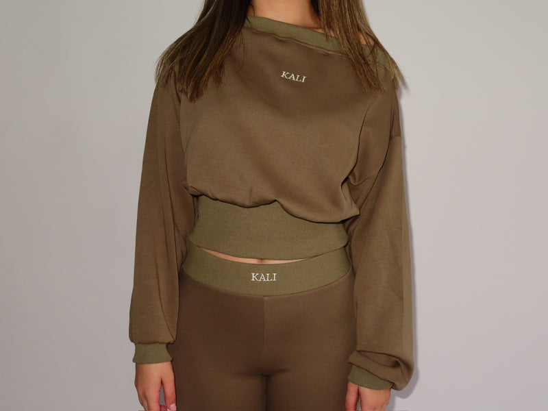 Like A Cloud Off The Shoulder Jumper - Khaki